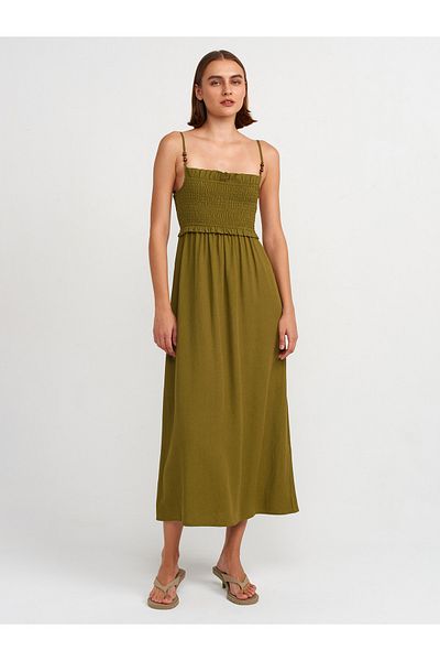 Dilvin Model 91233 - Rochie Midi Kaki, Detaliu Snur