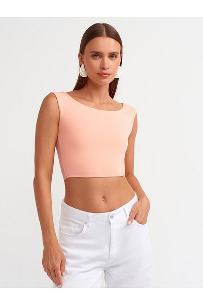 Dilvin 20869 Crop Top cu gât de barcă