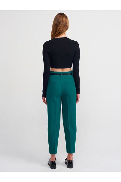 Dilvin High Waist 71233 Model Green Trousers with Belt