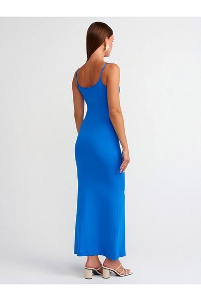 Dilvin 91175 Saks Blue Strappy Long Dress