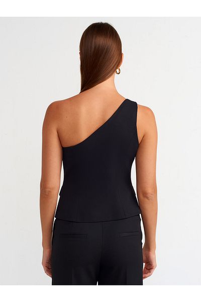 Dilvin 60551 Black Asymmetric Vest
