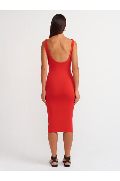 Dilvin Model 91200 - Rochie Midi Rosie Poliamida Decolteu