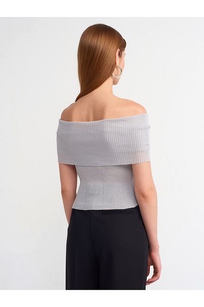 Dilvin 10558 Thin Knitwear Sweater-Grey