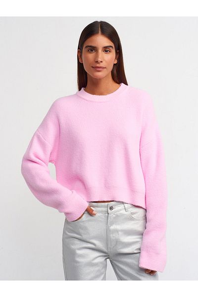 Dilvin 10276 Pulover cu decolteu-roz