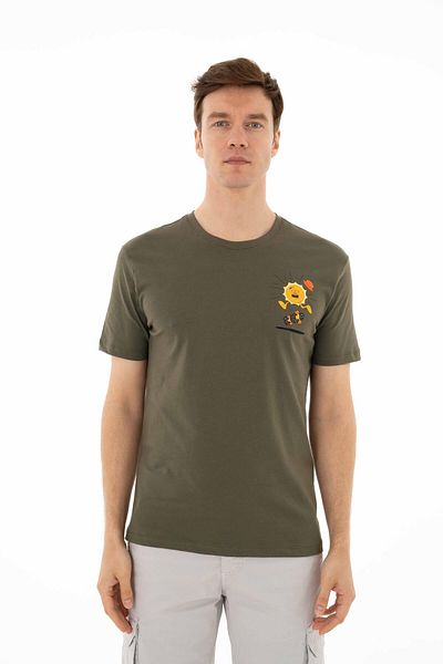 Arma Ανδρικό μπλουζάκι Khaki Regular Fit Crew Neck Y 25344403401