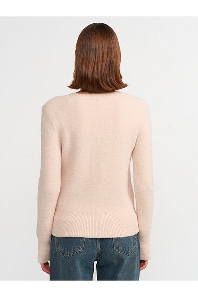 Dilvin 60198 Beige Colored Pearl Buttoned Knitwear Cardigan