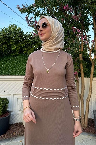 Rabia Şamlı Brown Milky Way Knitwear Dress