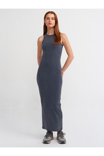 Dilvin 90805 Washing Effect Midi Φόρεμα-ανθρακί
