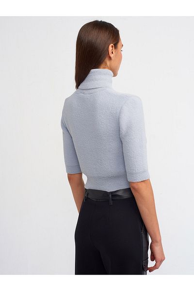Dilvin 10480 Soft Textured Full Turtleneck Sweater-Grey