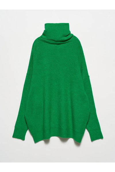Dilvin 2268 Pulover lat cu gât rotic-verde