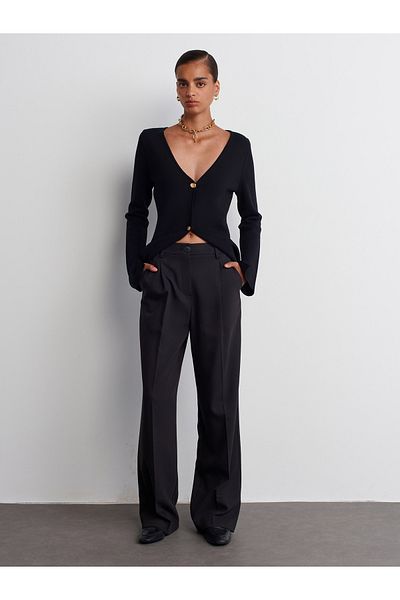 Dilvin 71543 Black High Waist Classic Trousers