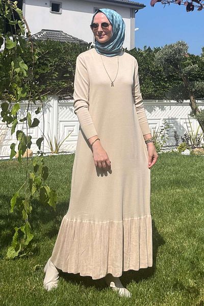 Rabia Şamlı Πλεκτό Φόρεμα Ονειρικό Χρώμα Πέτρας