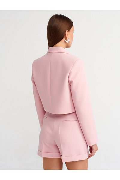 Dilvin 60738 Jachetă roz Crop Blazer