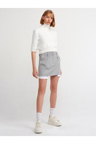 Dilvin 80809 Mini Skirt-Grey
