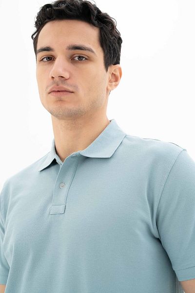 Arma Ανδρικό μπλουζάκι μπλε 100% βαμβακερό Basic Polo Neck Regular Fit T-shirt Y 25374351201