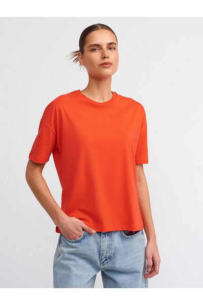 Dilvin 3683 Basic T-shirt-κόκκινο