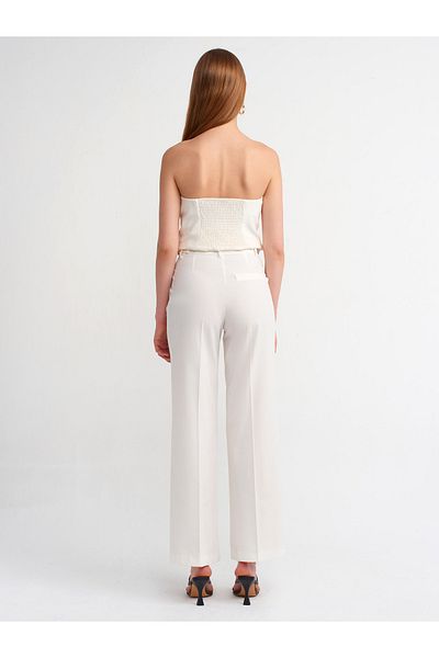 Dilvin 71283 Adjustable Waisted Stylish Trousers-White