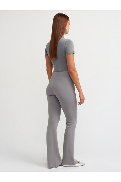 Dilvin 71054 Gray Spanish Leg Ribbed Trousers