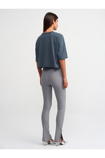 Dilvin 70385 Slit Leg Ottoman Tights-Grey