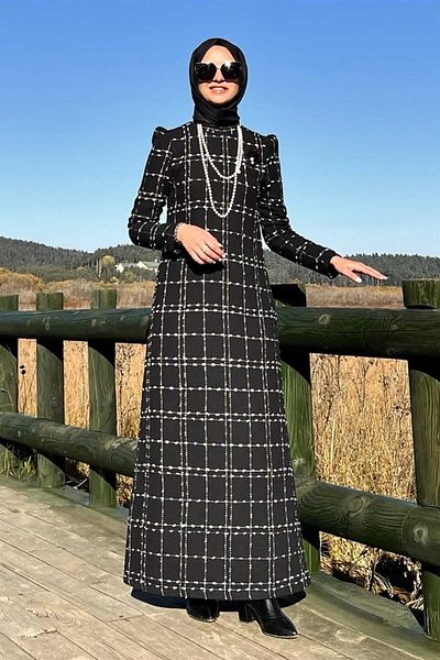 Rabia Şamlı Φόρεμα Nobility Tweed Μαύρο