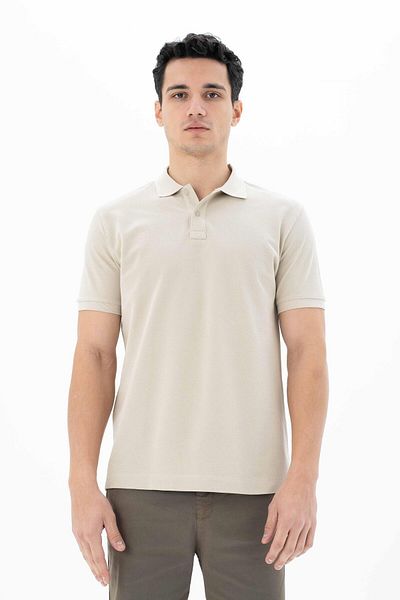 Arma Ανδρικό μπλουζάκι μπεζ 100% βαμβακερό Basic Polo Neck Regular Fit T-shirt Y 25374351201