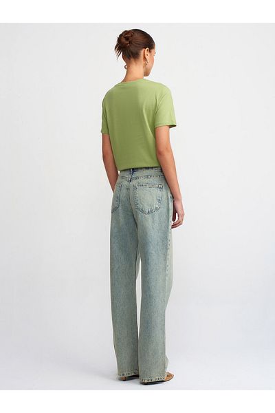 Dilvin 71425 Snow Wash Pantaloni din denim cu talie joasă-Tint