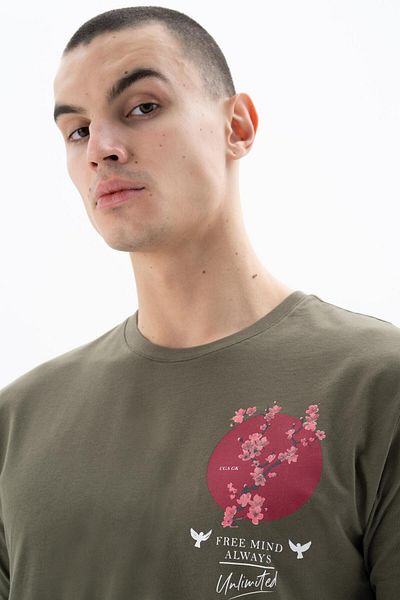 Arma Ανδρικό μπλουζάκι Khaki Regular Fit Crew Neck Y 25344405001