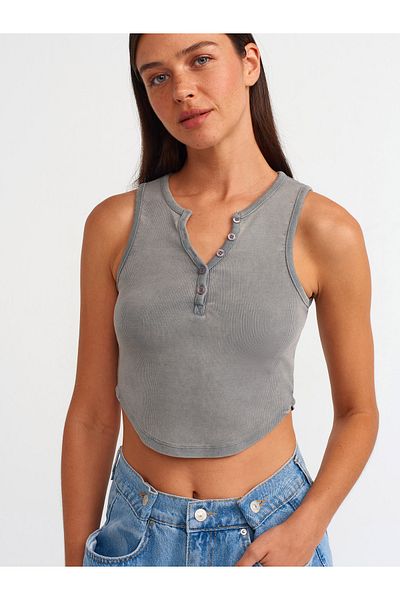 Dilvin 20844 Model - Top-Grey Washing Effect