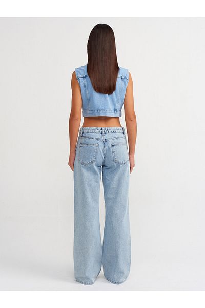 Dilvin Model 71500 - Pantaloni din denim albastru deschis, sectiune la genunchi