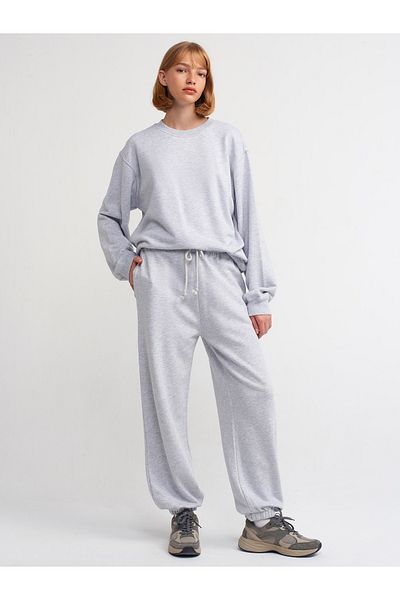 Dilvin 70458 Gray Melange Basic Jogger Pantalon
