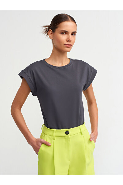 Dilvin 3504 100% Cotton Crew Neck Combed Cotton T-Shirt-Anthracite