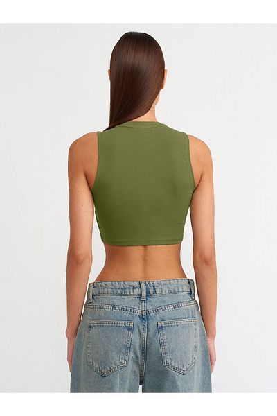 Dilvin 30125 Crop Top-khaki