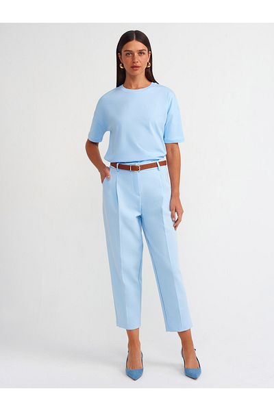 Dilvin 71533 Pantaloni albaștri cu centură morcov