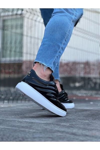 K&A Black Patent Leather Men's Casual Shoes