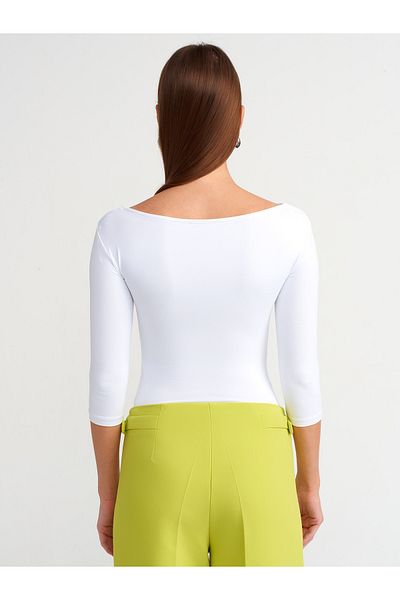 Dilvin 31014 Model Polyamide White Bodysuit