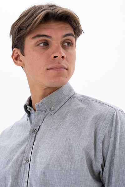 Arma Men's Gray Long Sleeve Regular Fit Linen Shirt Y 25485116201