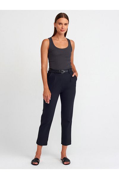Dilvin 71521 Black Belted Smart Pants