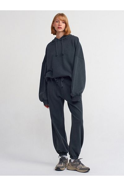 Dilvin 70467 Washing Effect Jogger Pants-anthracite