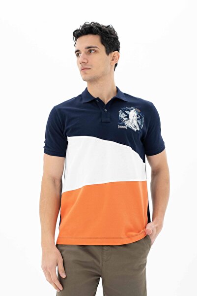 Arma Чоловіча темно-синя футболка великого розміру з коміром-поло Y25374866301