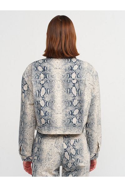 Dilvin 65355 Jachetă din denim cu model șarpe ecru