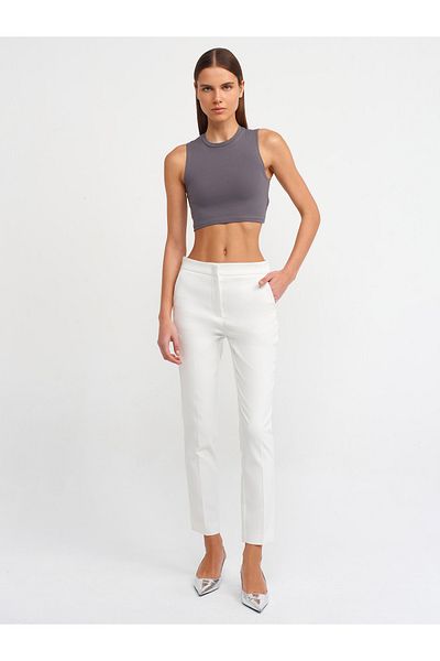 Dilvin 71263 Skinny Cut Normal Waist Trousers-White