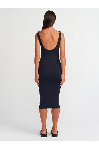 Dilvin Model 91200 - Rochie Midi Neagra Poliamida Decolteu
