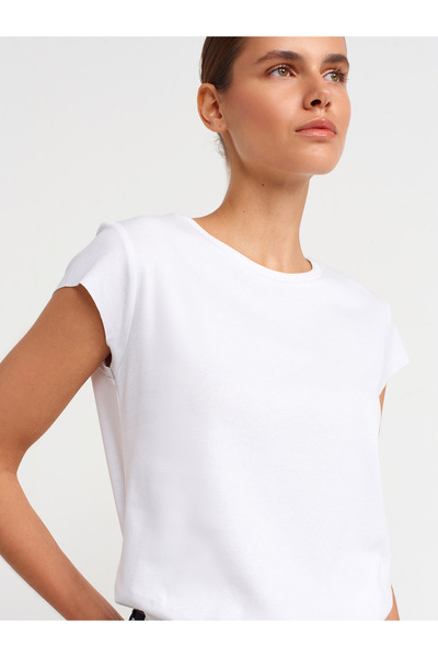 Dilvin 30719 Crew Neck T-shirt-Λευκό