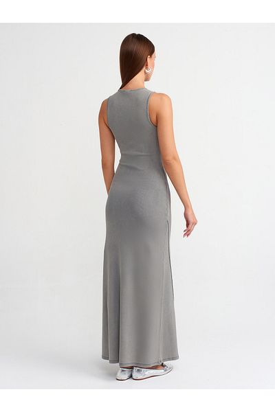 Dilvin Model 90868 - Rochie maxi gri cu efect de spalare