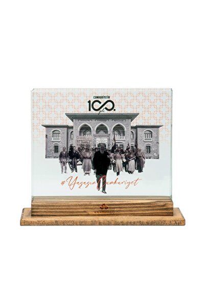 Anadolia 100. Yıl Anısına Kırmızı Fonlu 3 Boyutlu Dekoratif Cam Obje