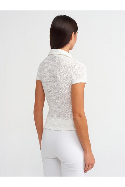 Dilvin 30999 Ecru Short Sleeve Lace Shirt