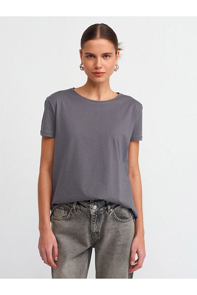 Dilvin 3471 Tricou de bază Crew Neck-afumat