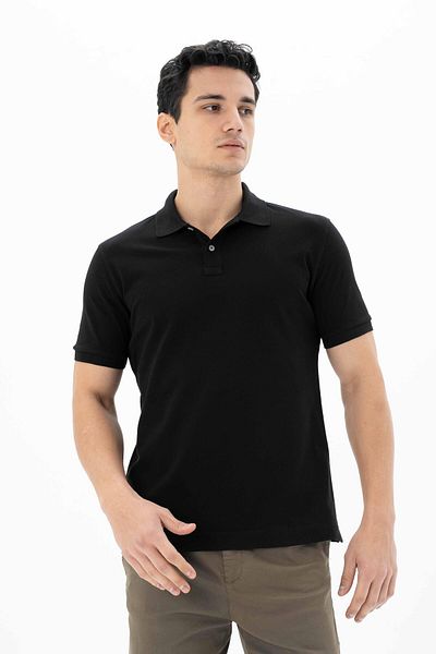 Arma Ανδρικό μπλουζάκι μαύρο 100% βαμβακερό Basic Polo Neck Regular Fit Y 25374351201