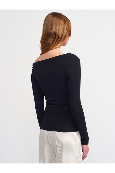 Dilvin 30770 Gathered Asymmetrical Ball-Black