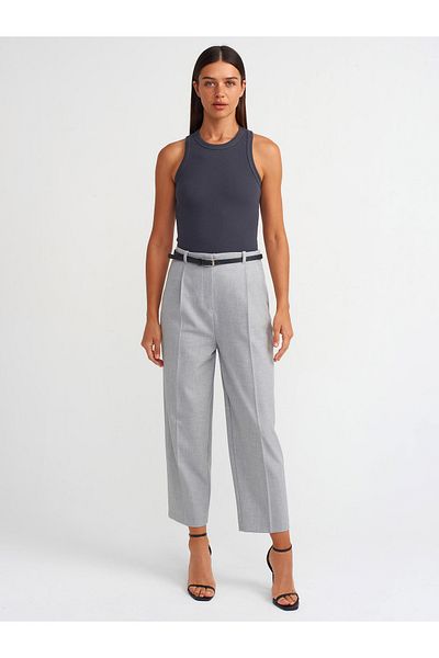 Dilvin 71517 Gray Regular Waist Carrot Pants